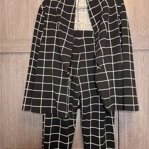 Women's Black and White Checkered Pantsuit